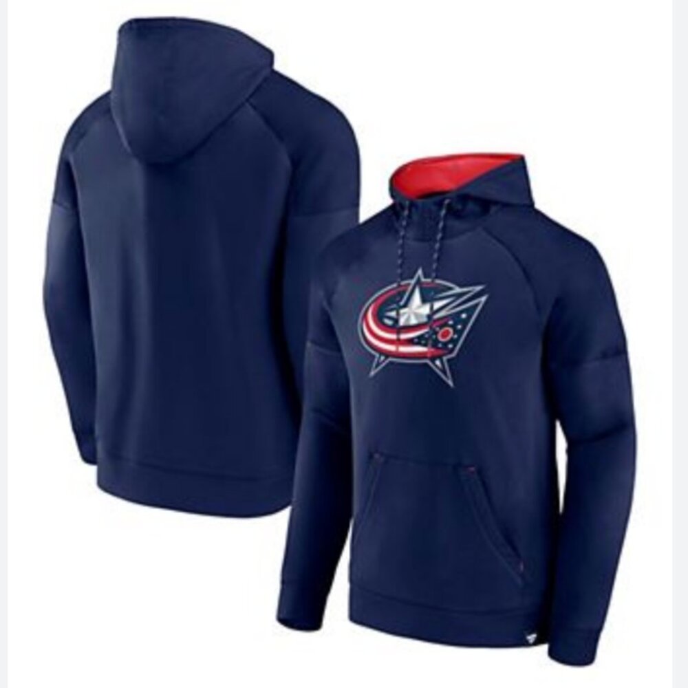 COLUMBUS Blue Jackets Sweatshirt Hoodie Navy Blue Pullover Hood M Fanatics NHL - Picture 3 of 4
